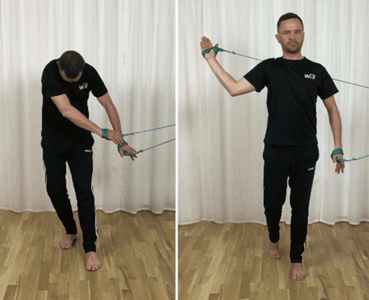 Magnus visar friskvårdande övning i spiral stabilisering